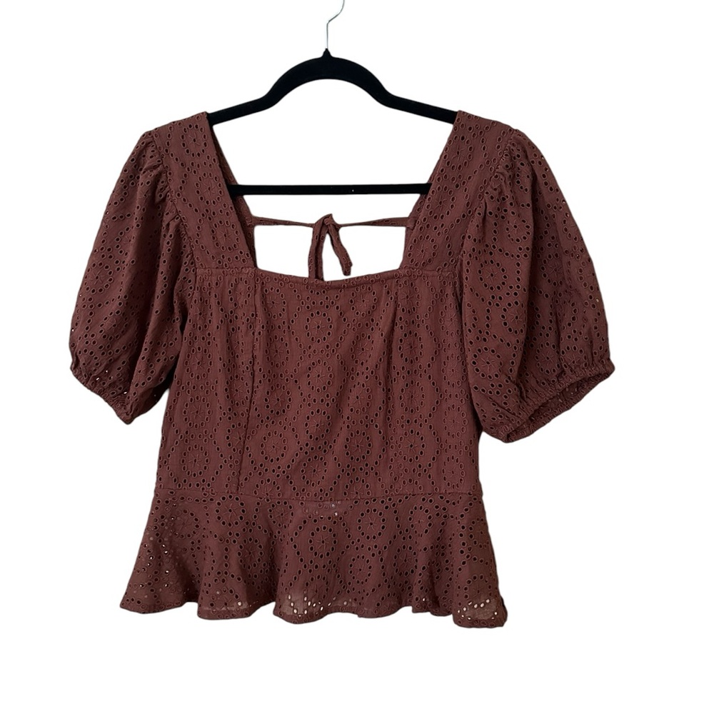 Band of the Free, NWT Brown Eyelet Top